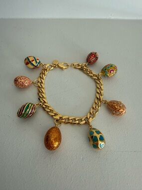 Joan Rivers Gold-Tone Multicolor Enamel Egg Charm Bracelet